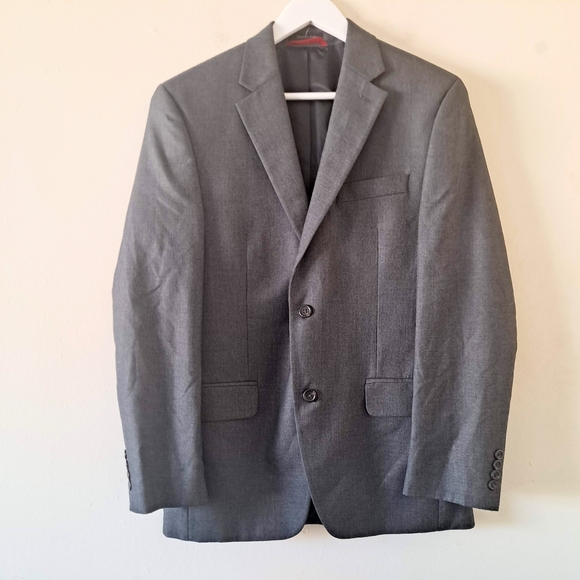 Chaps Grey 2-Button Notch Collar Long Sleeve Blazer Jacket / Sport Coat - Picture 1 of 11